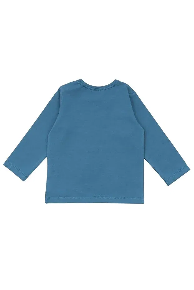 Детская футболка с принтом Baby Gazelle Printed Organic Long Sleeve T-Shirt Walkiddy, Turquoise — фото 2