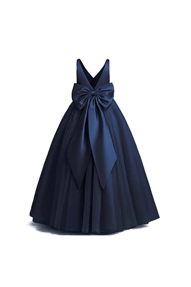 Детское платье для девочек сатиновое Nsmlife, Navy Blue — фото 4