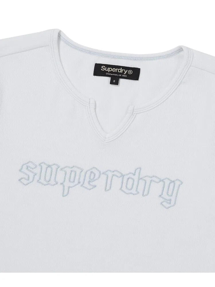 Футболка с V-образным вырезом, белая SUPERDRY — фото 4