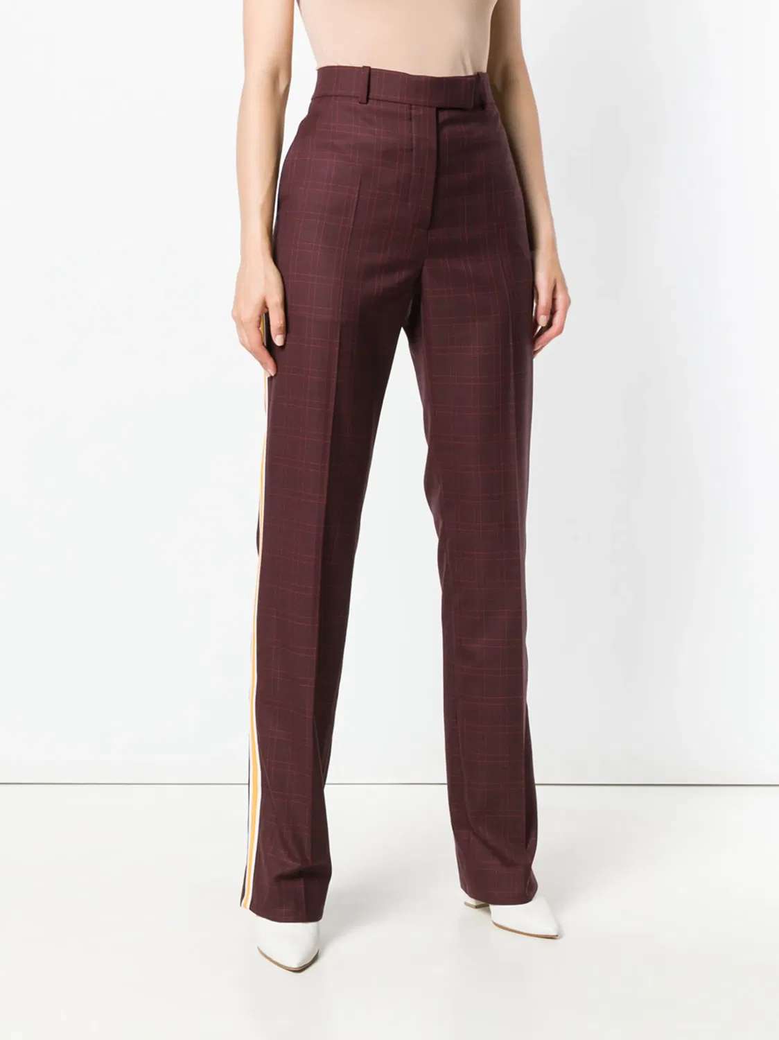 Бордовые Клетчатые Брюки Calvin Klein, красный — фото 3