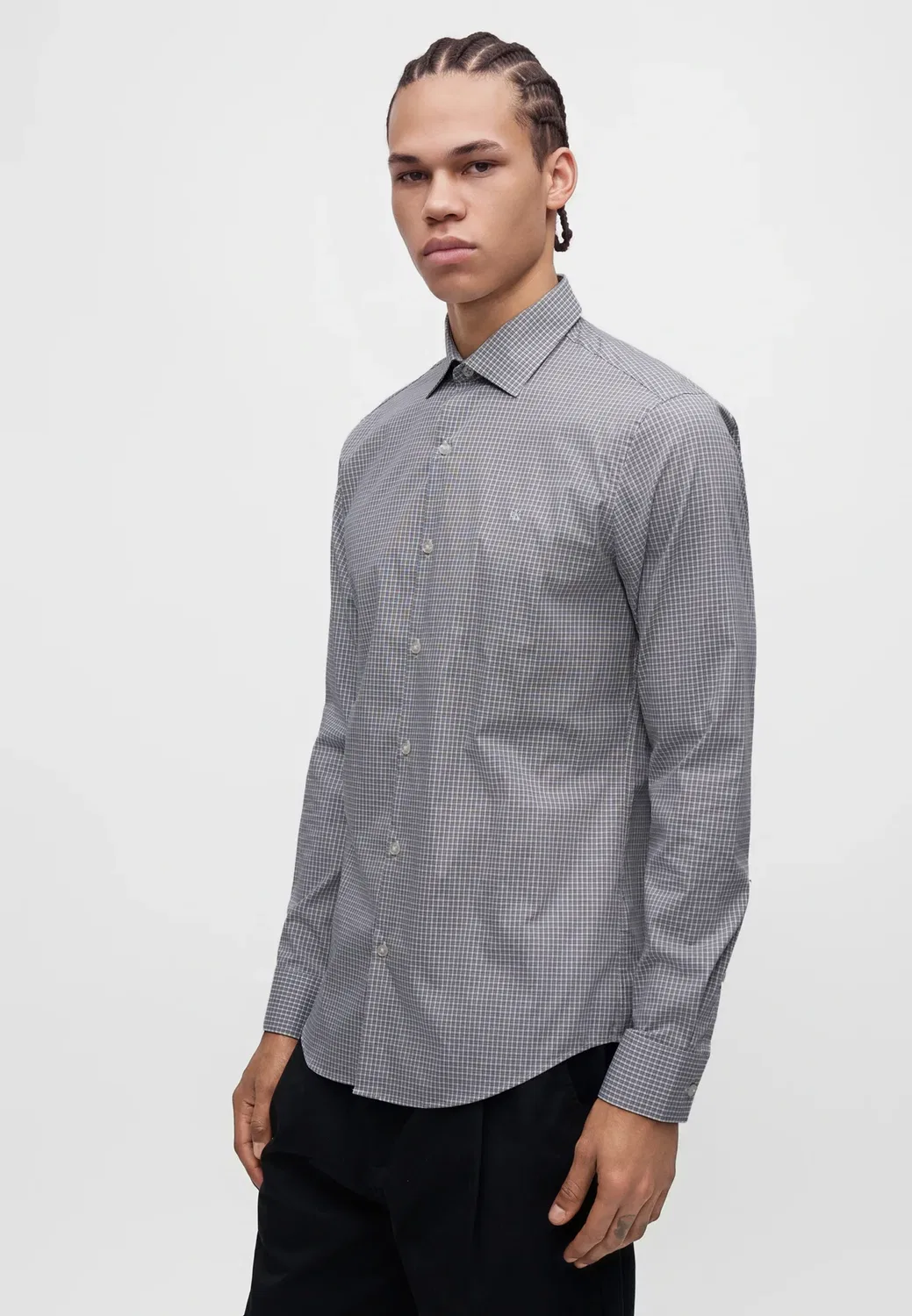 Узкая рубашка Calvin Klein, Gray — фото 4