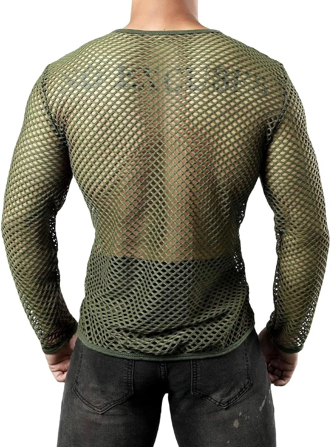 Мужская сетчатая футболка с длинным рукавом Army Green — фото 2