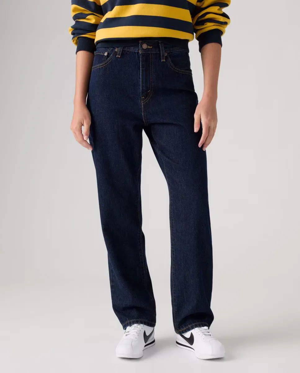 Женское прямые джинсы, Vaquero Recto Easy Dad Tiro Alto, Levi's, Azul índigo — фото 3