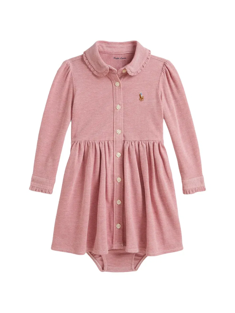 Платье с оборками и вышивкой Pony Polo Ralph Lauren Kids, розовый