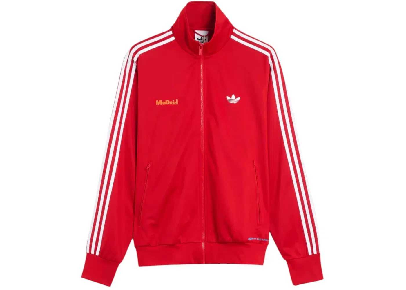 Детская куртка-бомбер с принтом Bad Bunny DtMF Tour Madrid Firebird Track Jacket Adidas, Better Scarlet — фото 2