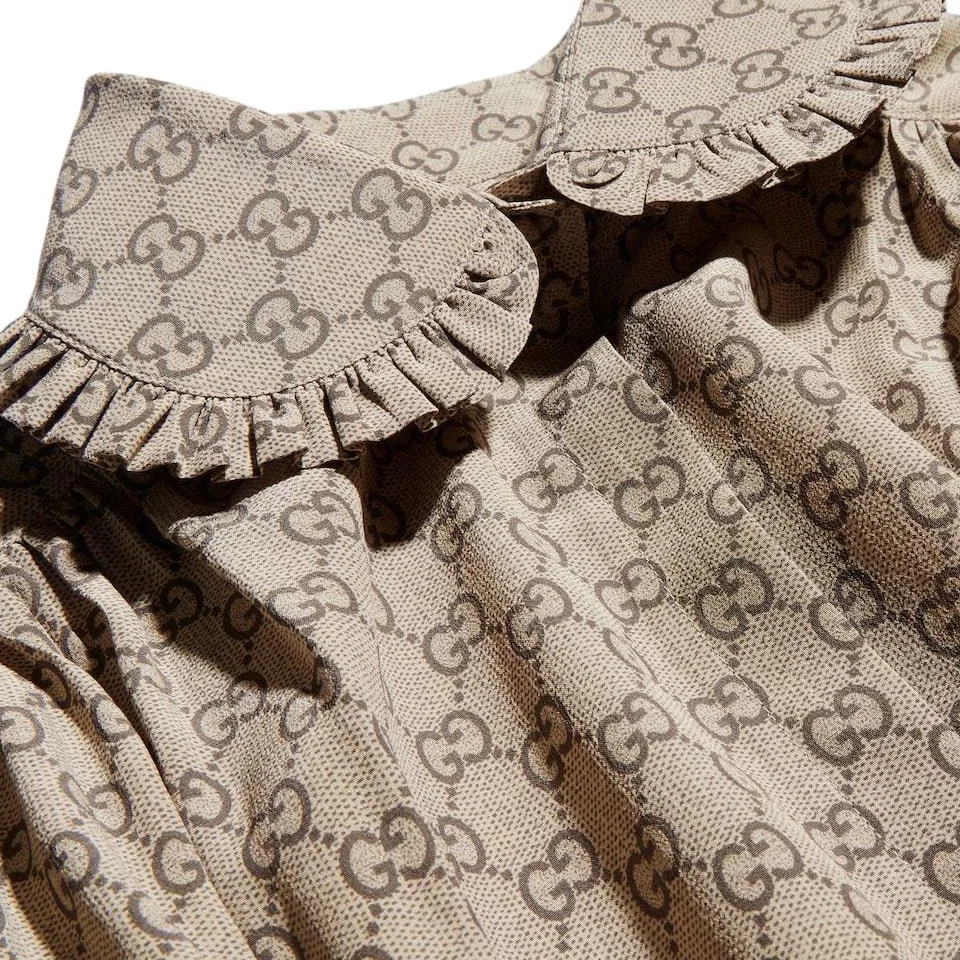 Женская рубашка с воланами и воротником, прямой крой, GUCCI, Beige — фото 3