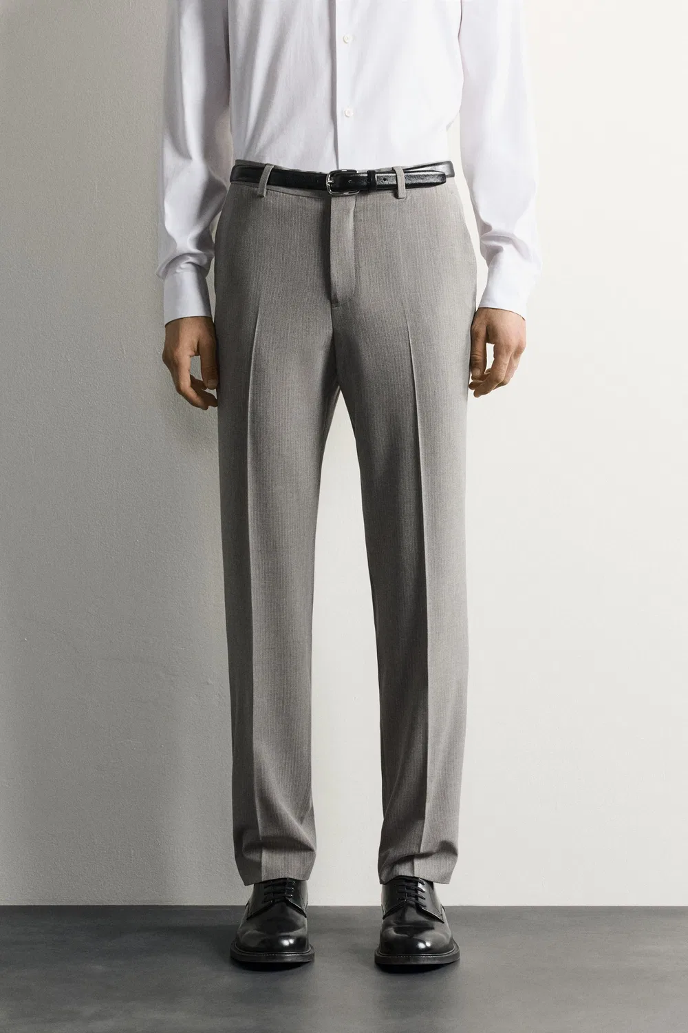 Полосатые костюмные брюки обычного кройа ZARA, Grey marl — фото 2
