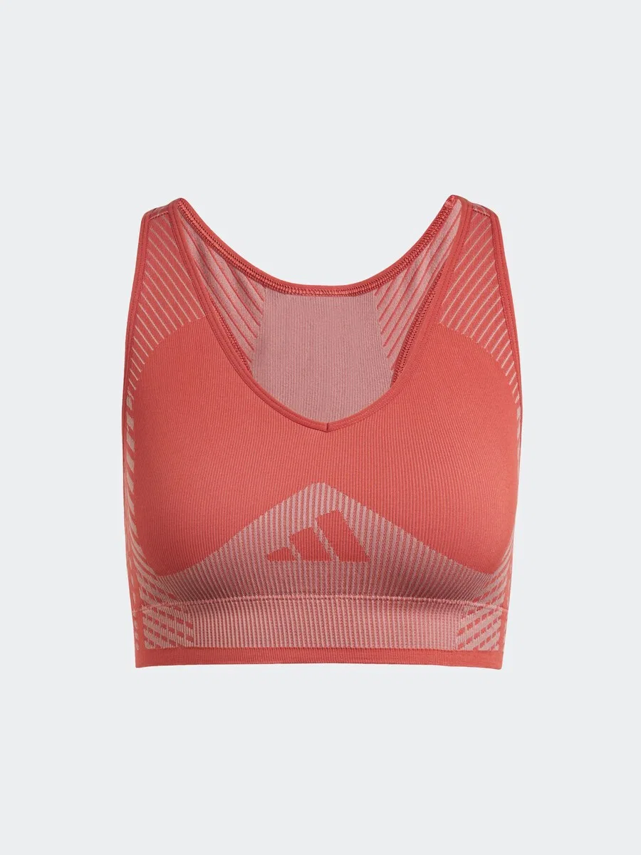 Спортивный бюстгальтер ADIDAS PERFORMANCE Bralette 'AEROKNIT Training Light Support' в цвете "ржаво-красный"