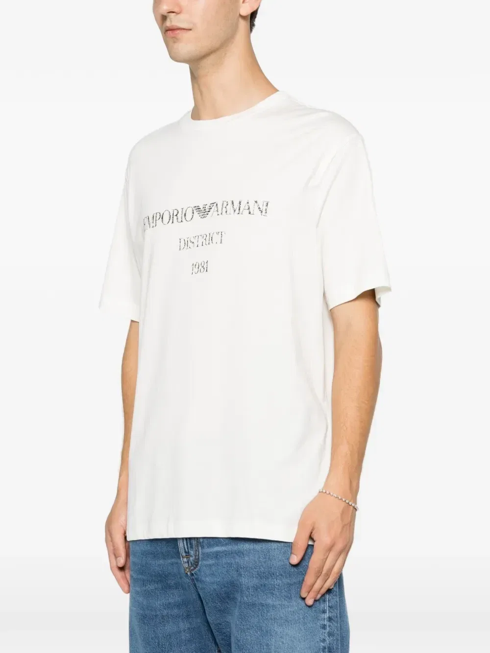 Футболка с логотипом и круглым вырезом Emporio Armani, белый — фото 3