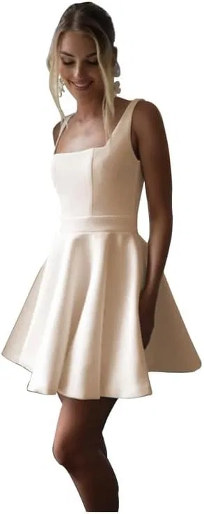 Женское короткое свадебное платье с кружевом YHW500, Ivory