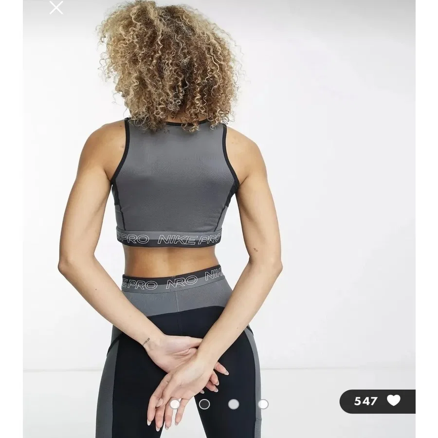 Женский спортивный топ Nike Pro Dri-Fit Cropped Training, Черный — фото 3