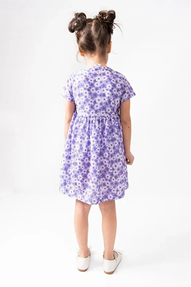 Детское платье для девочек с принтом Summer Short Sleeve Girl's Printed Dress Burliva, Lila — фото 3