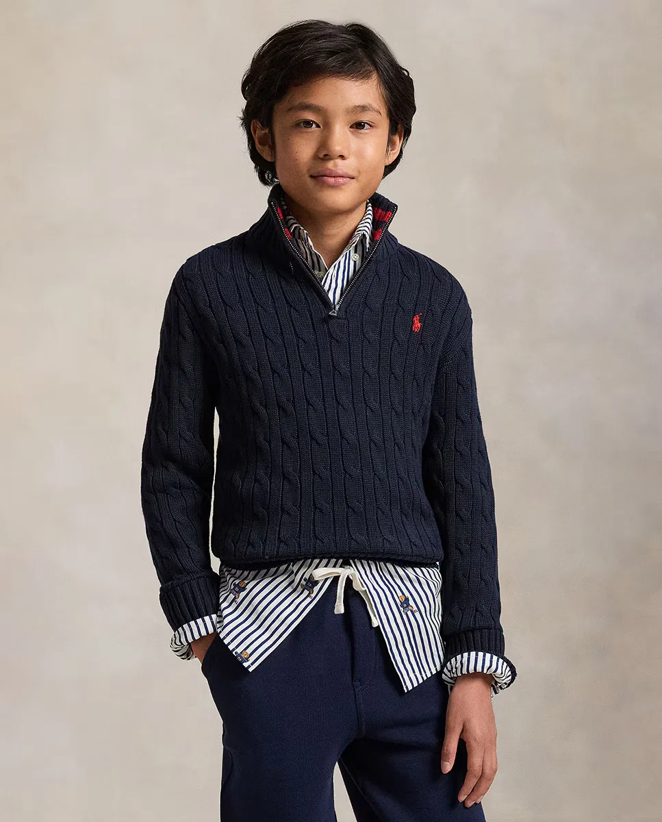 Детский джемпер на молнии, Punto Ochos Media, Polo Ralph Lauren, темно-синий