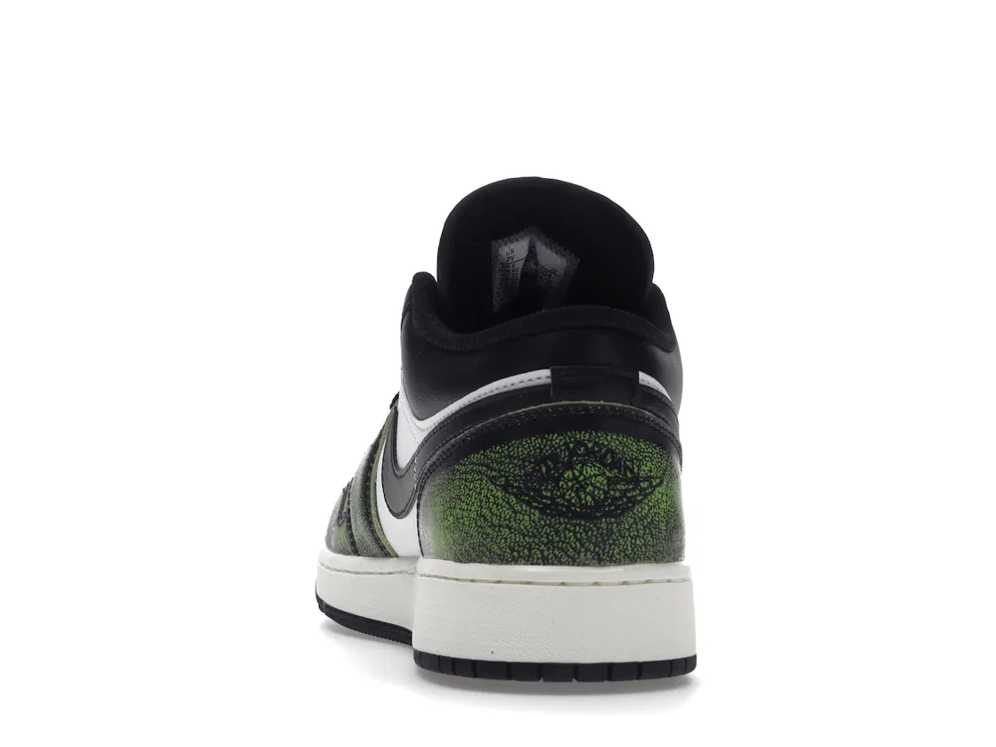 Детские кроссовки для мальчиков с выцветающим принтом Jordan 1 Low Jordan, Black/Electric Green-White — фото 4
