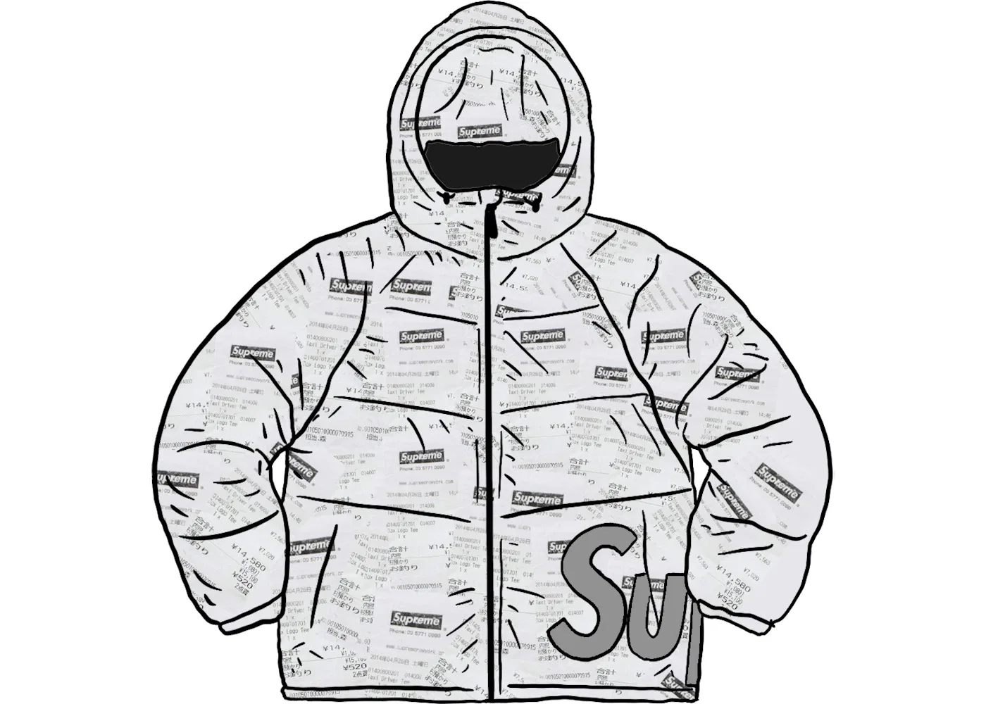 Мужская куртка-пуховик с капюшоном Supreme Down Jacket, Receipts