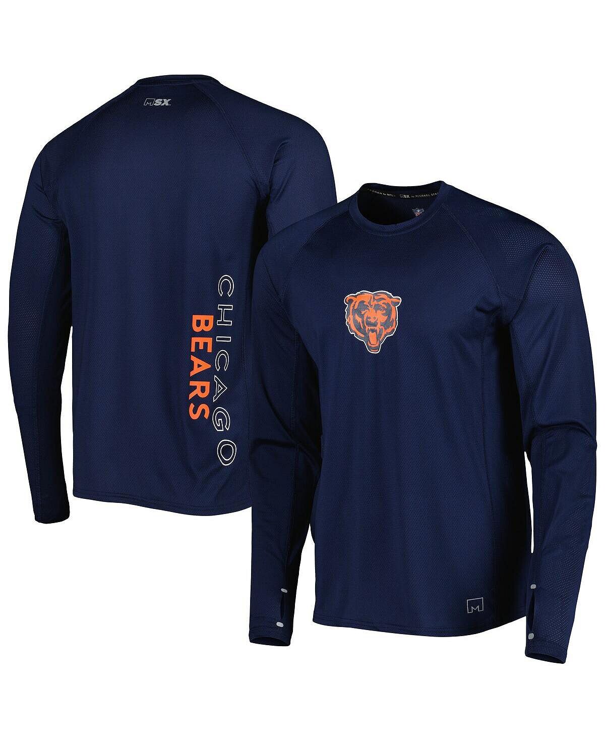 

Мужская темно-синяя футболка с длинными рукавами реглан chicago bears interval MSX by Michael Strahan, синий