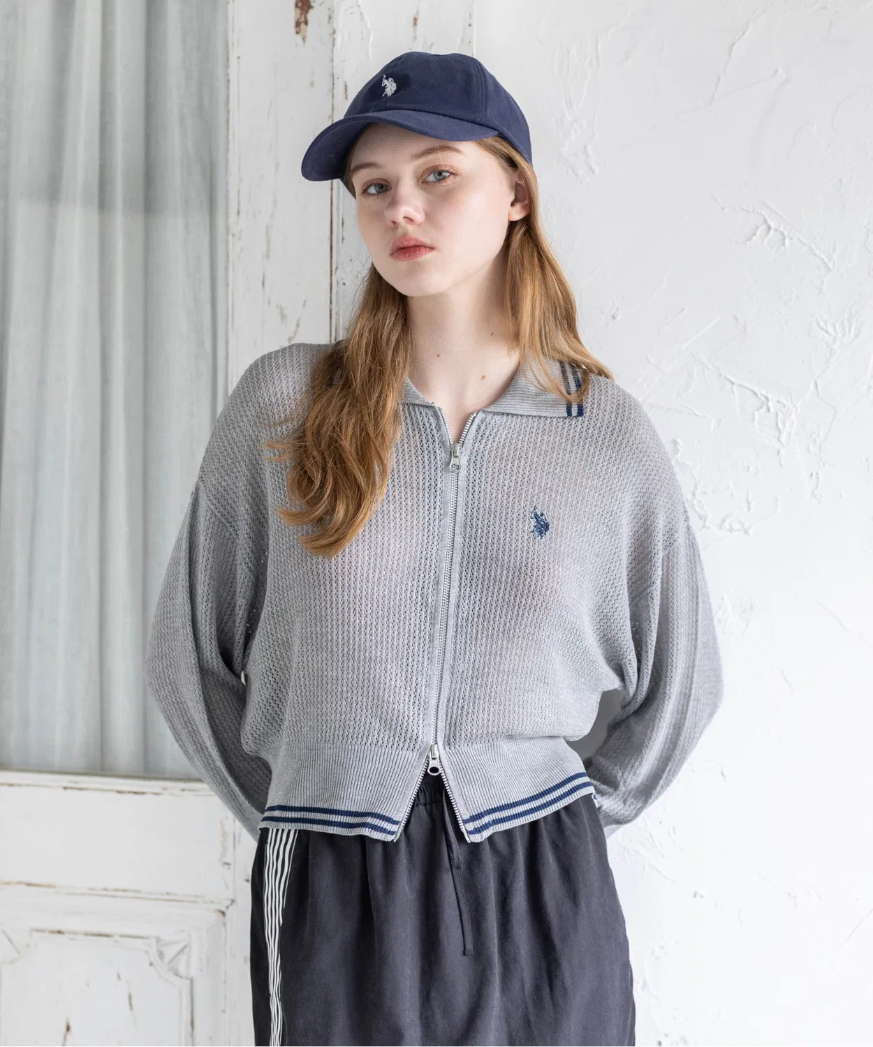 Женский кардиган из сетки с длинным рукавомU.S. POLO ASSN., Black — фото 3