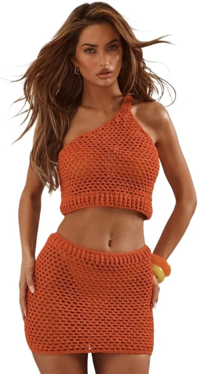 Женский пляжный топ с асимметричным вырезом, Orange