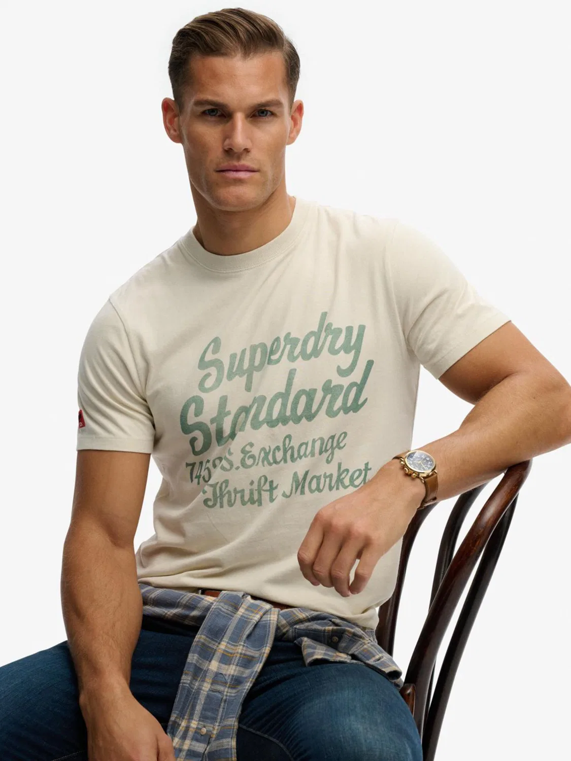 Футболка Industry Worker Relaxed Superdry, кремовый