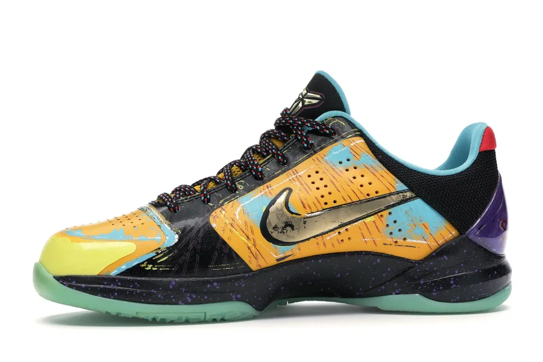 Детские кроссовки для мальчиков с принтом Nike Kobe 5 Prelude (Finals MVP) Nike, University Gold/Metallic Gold-Black — фото 3