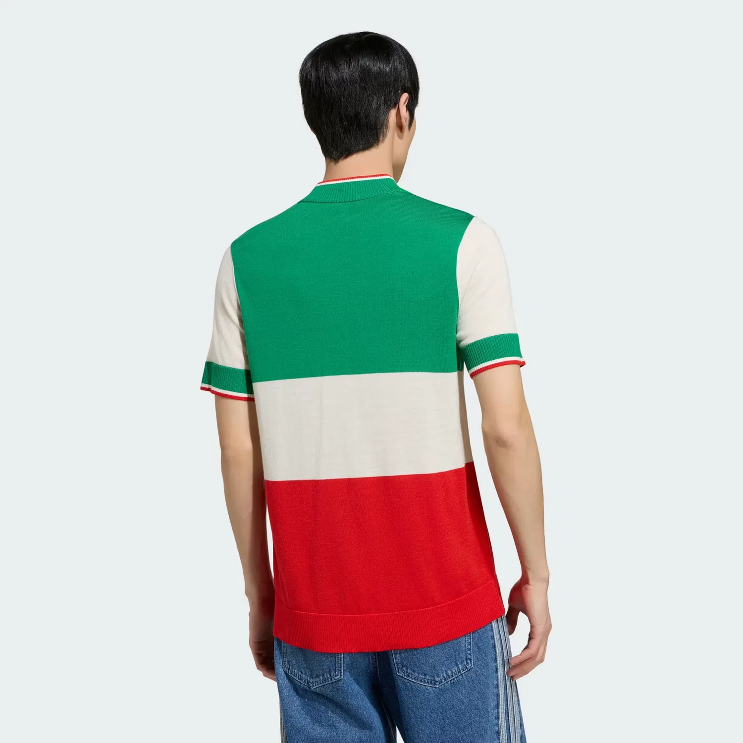 Мужская футболка с круглым вырезом Giro Di Mercedes Merino Top Adidas Performance, зеленый/белый/красный — фото 2