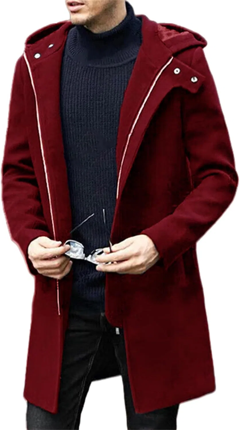 Мужское пальто из шерстяной смеси с капюшоном, Slim Fit, Winter