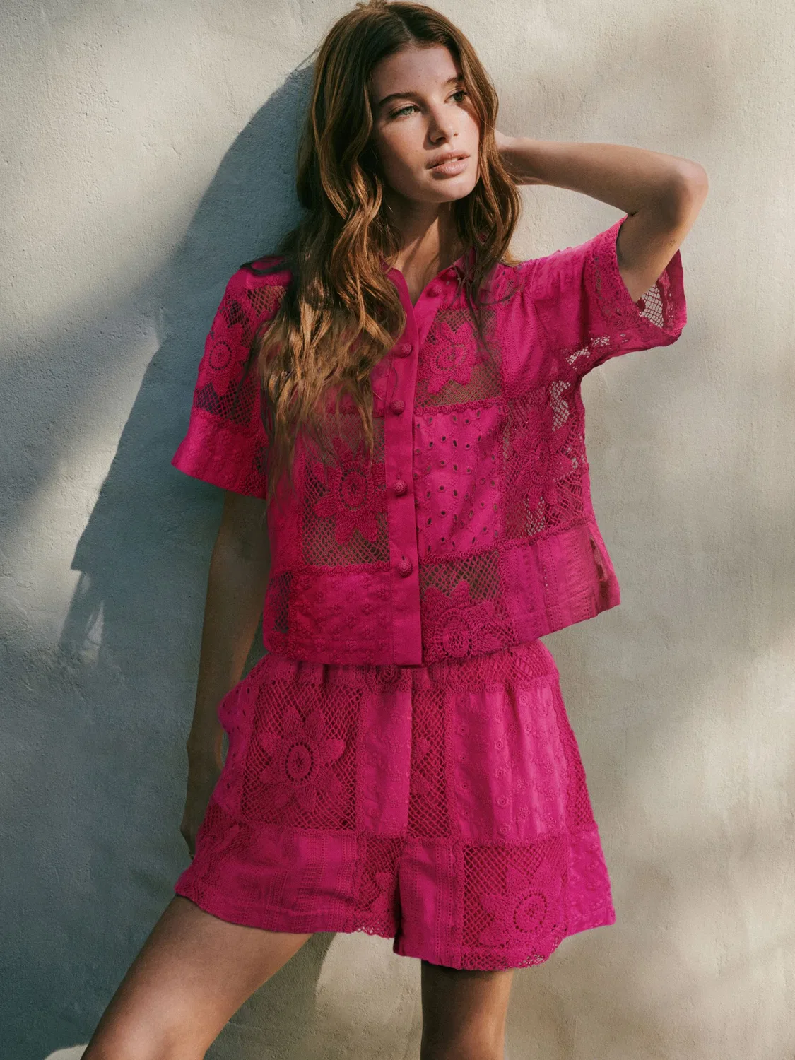 Шорты с кружевной отделкой, Hot Pink Next