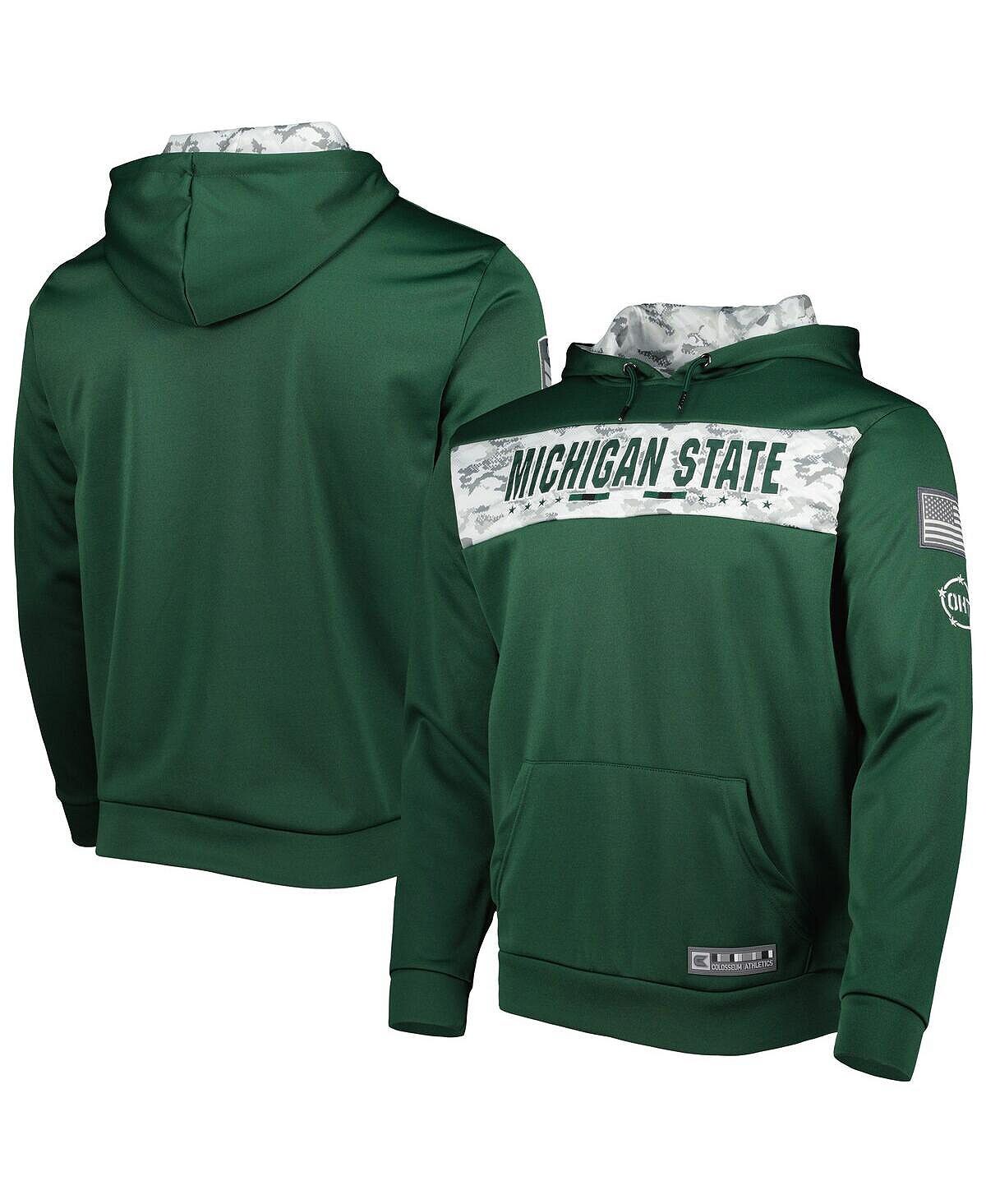 

Мужской зеленый пуловер с капюшоном Michigan State Spartans OHT в стиле милитари, цветной пуловер Colosseum