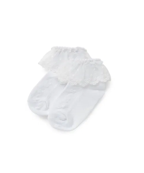 Детские носки с кружевом и жаккардовым узором кролик и бант coeur a coeur, Off White — фото 2