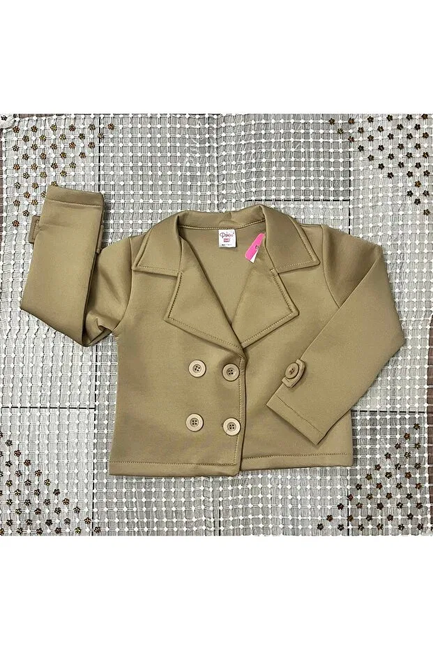 Детский джерси-пиджак для девочек с длинным рукавом Basics Panino, Dark Beige