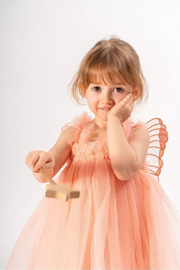 Детское платье для девочек на бретелях из фатина Baby Animals, Winged Orange — фото 3