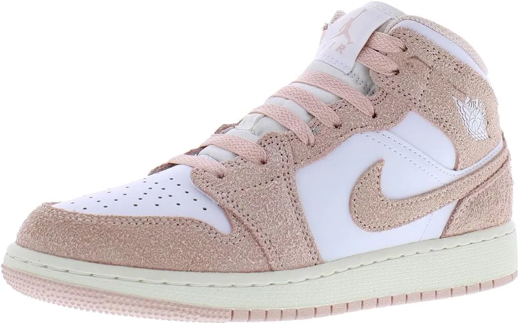 Детские кроссовки для мальчиков Air Jordan 1 Mid GS Nike, Pink/Pure White