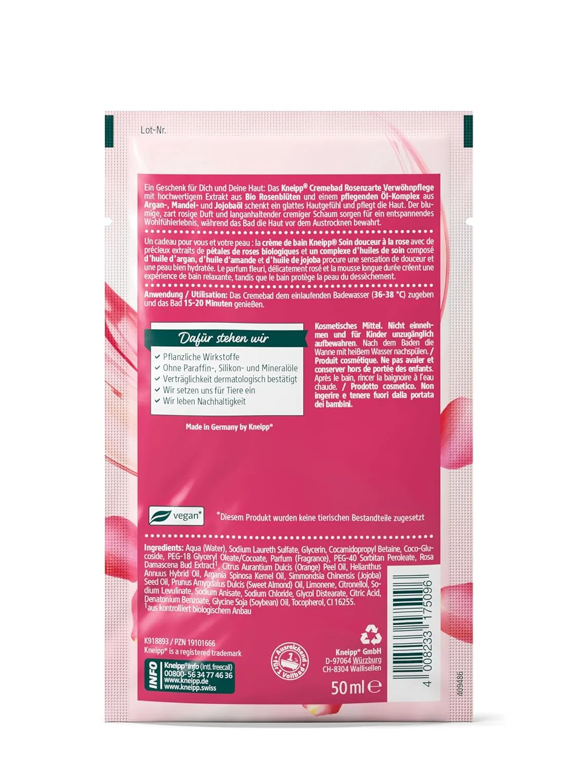 Крем-ванна Rose Delicate Pampering Care, Kneipp, 50 мл — фото 2