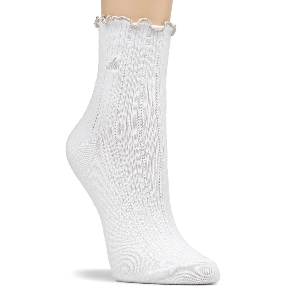 Женские 3 пары носков до щиколотки с оборками Adidas, White/Cyber Metallic/Silver — фото 2
