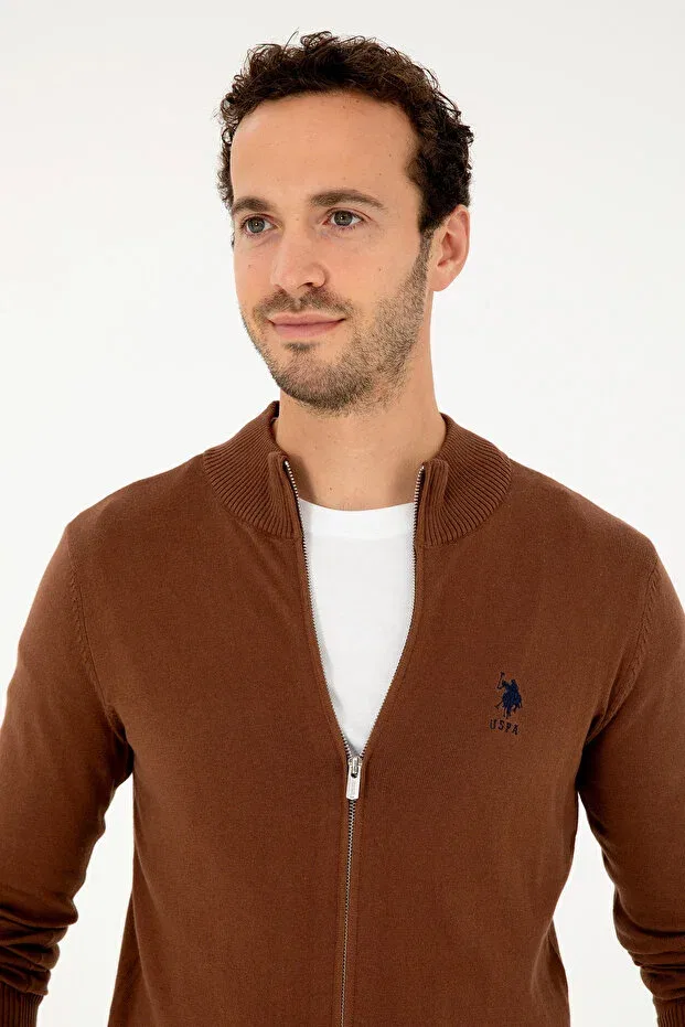 Мужской кардиган с длинным рукавом Basics U.S. Polo Assn., Brown — фото 2