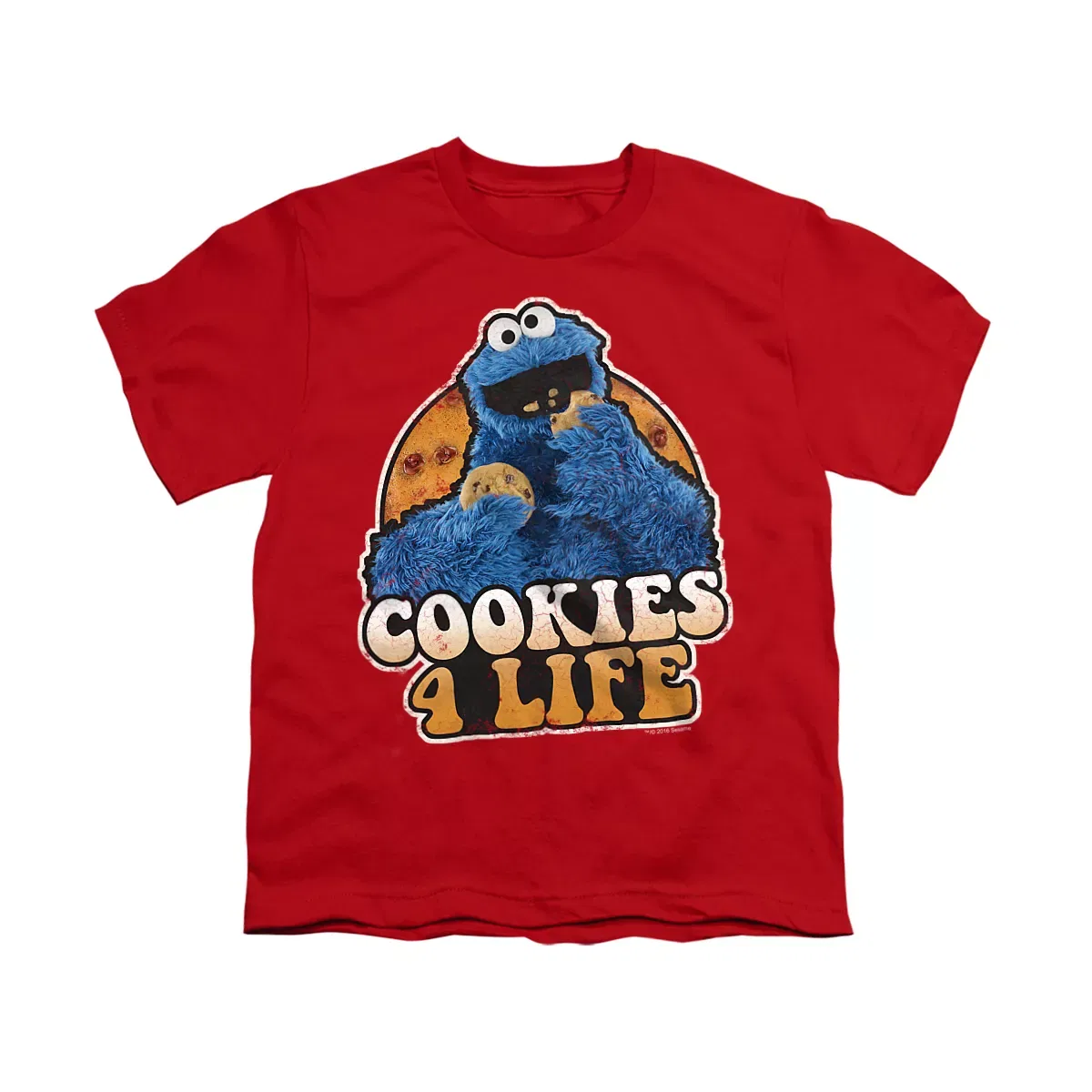 Детская футболка с принтом Sesame Street Cookies 4 Life, Красный
