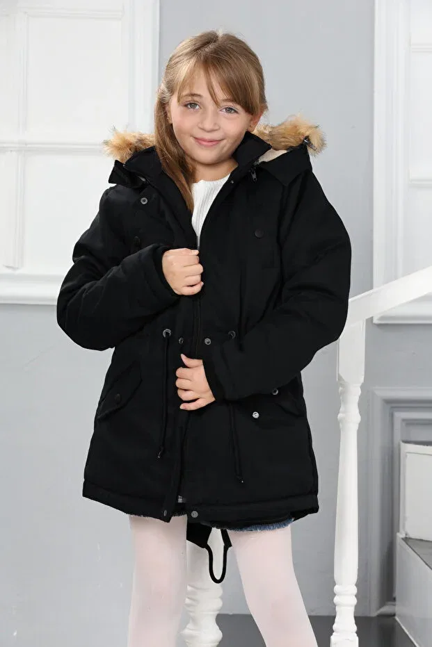 Детское пальто для девочек длинным рукавом Jannock, Black