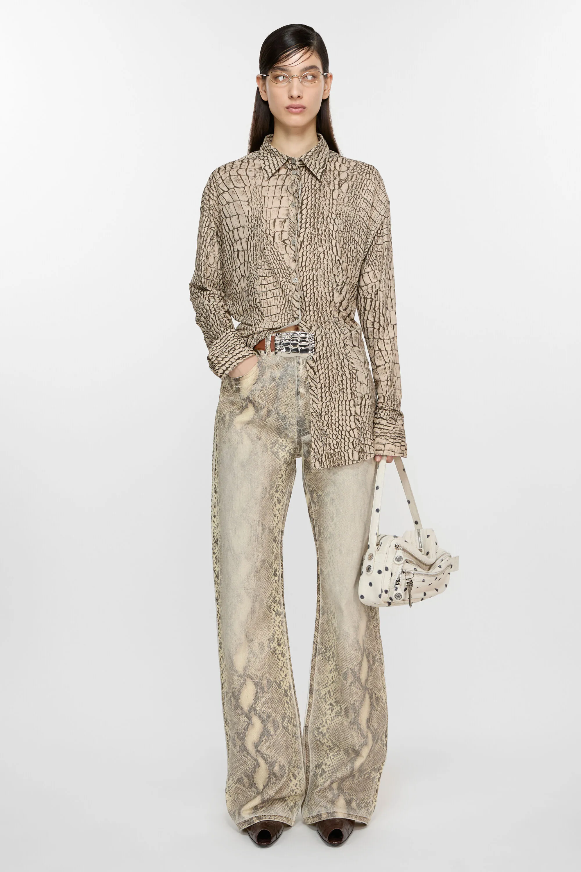 

Джинсовые брюки с принтом Acne Studios, цвет Multi Brown