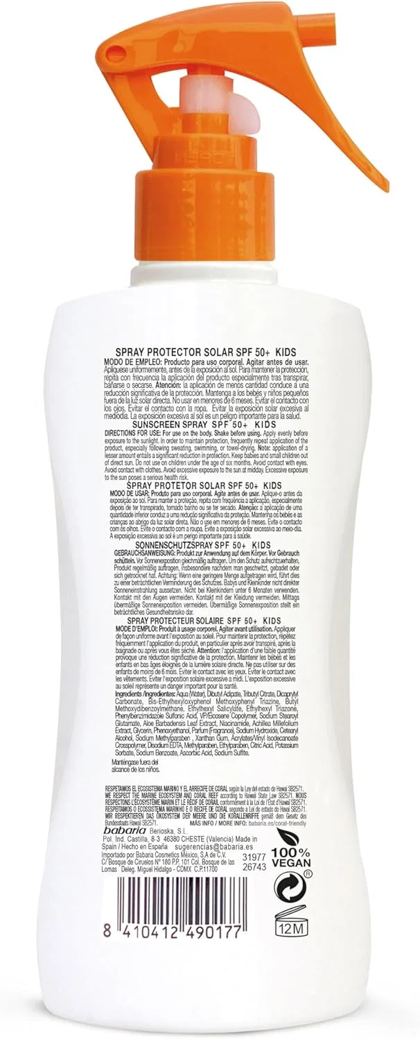 Спрей солнцезащитный SPF50+ Babaria, 200 мл, Black