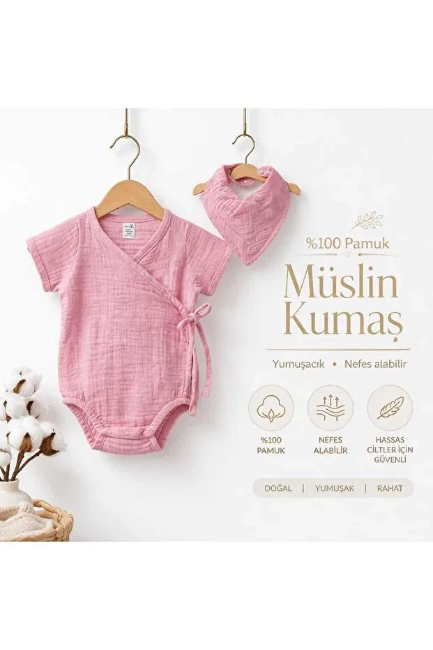Детское боди-комбинезон для девочек хлопковый комплект 2 шт Basics Babyzz, Powder