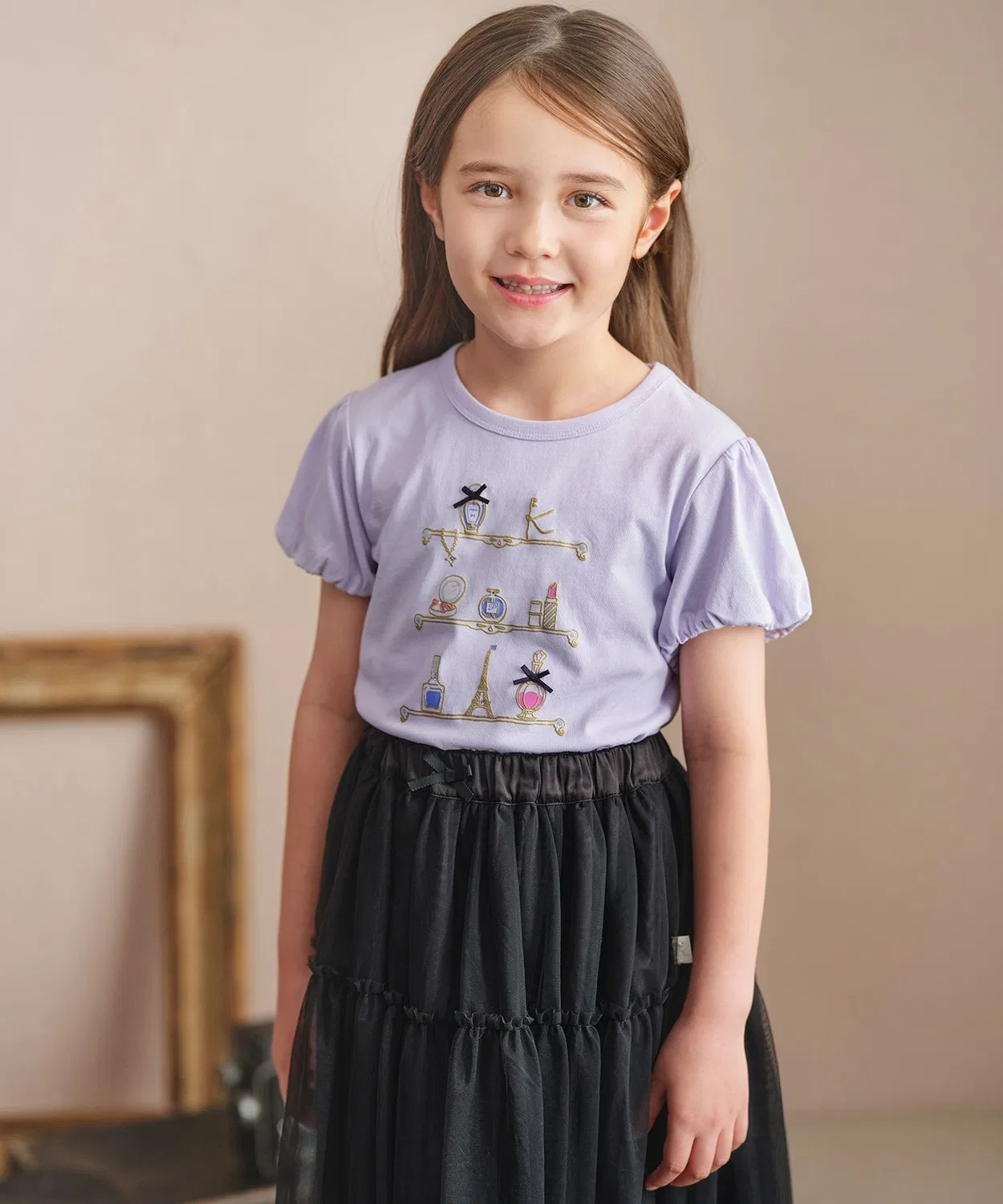 Детская футболка с пышными рукавами Kumikyoku KIDS, Saks Blue — фото 2