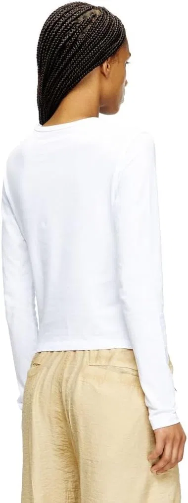 Женская футболка с длинным рукавом с вырезом Oval D Diesel, White — фото 2