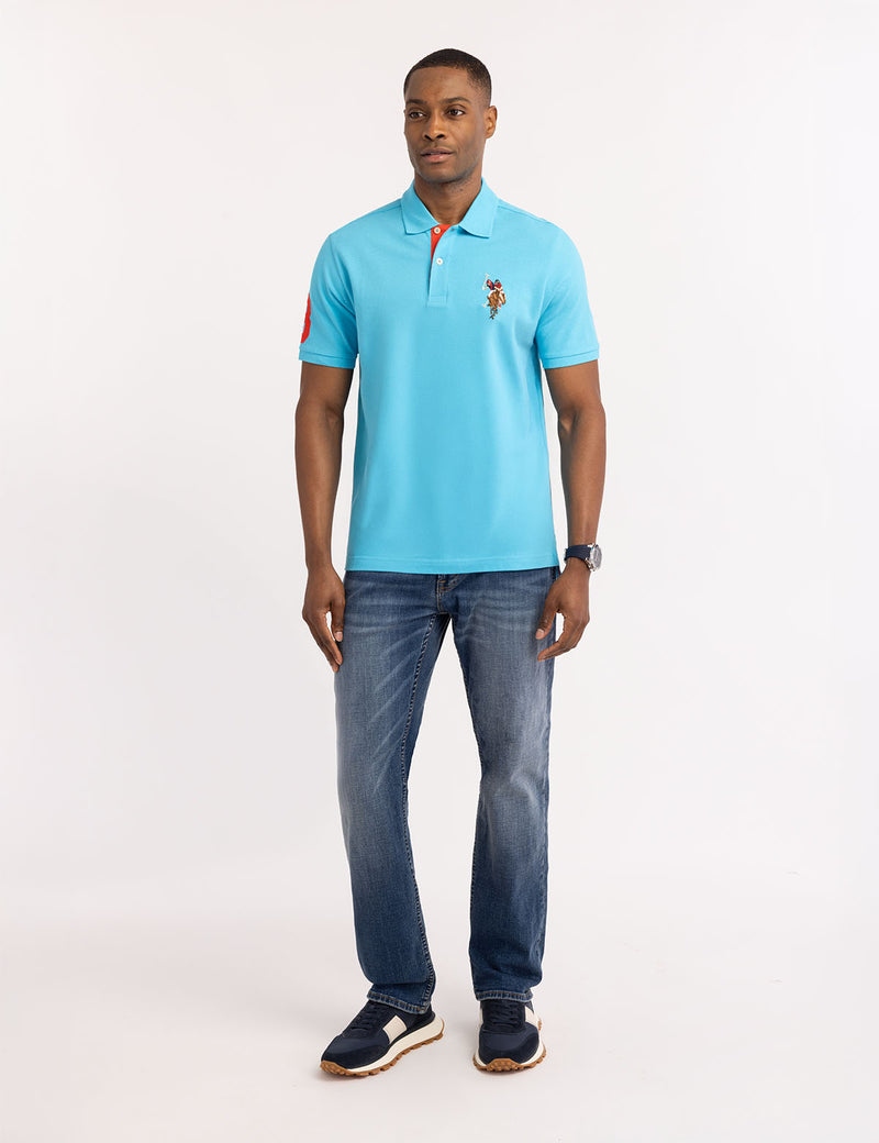 Мужская футболка-поло U.S. Polo Assn. Multi Color Big Logo Solid, голубой — фото 4
