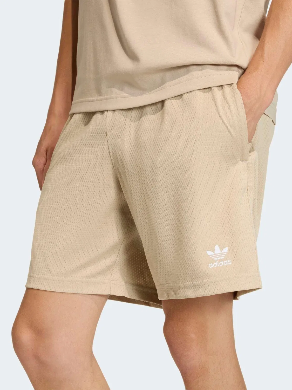 Шорты Trefoil Essentials Mesh, adidas Originals, кремовый — фото 4
