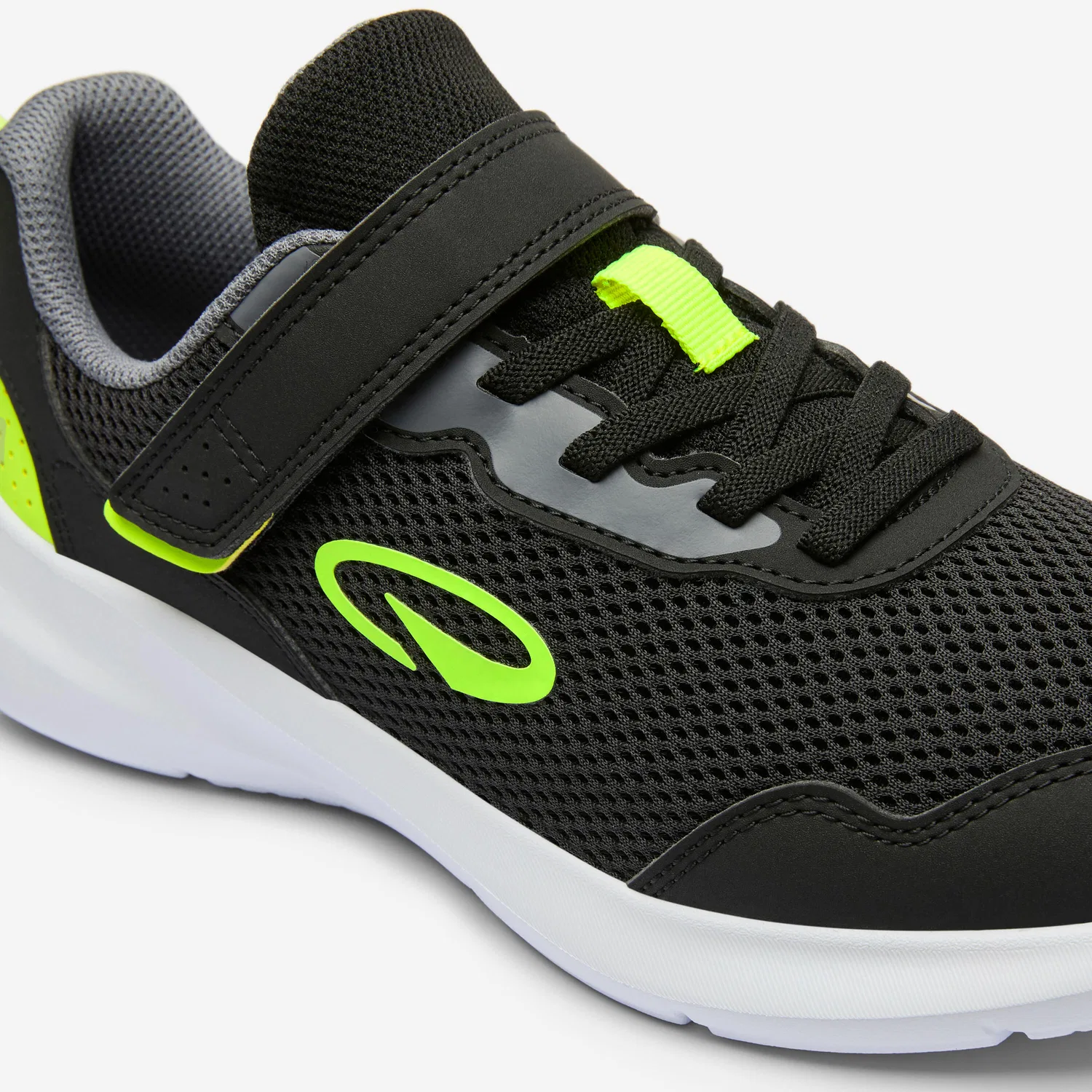 Детские кроссовки с липучкой Play Sporty Decathlon, Rauchschwarz Fluoreszierendes Hellgelb — фото 3