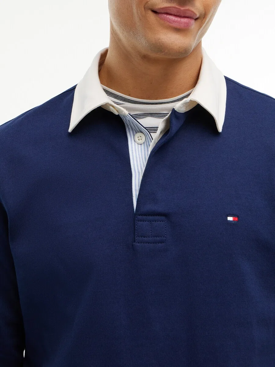Футболка TOMMY HILFIGER ESSENTIAL темно-синего цвета — фото 3