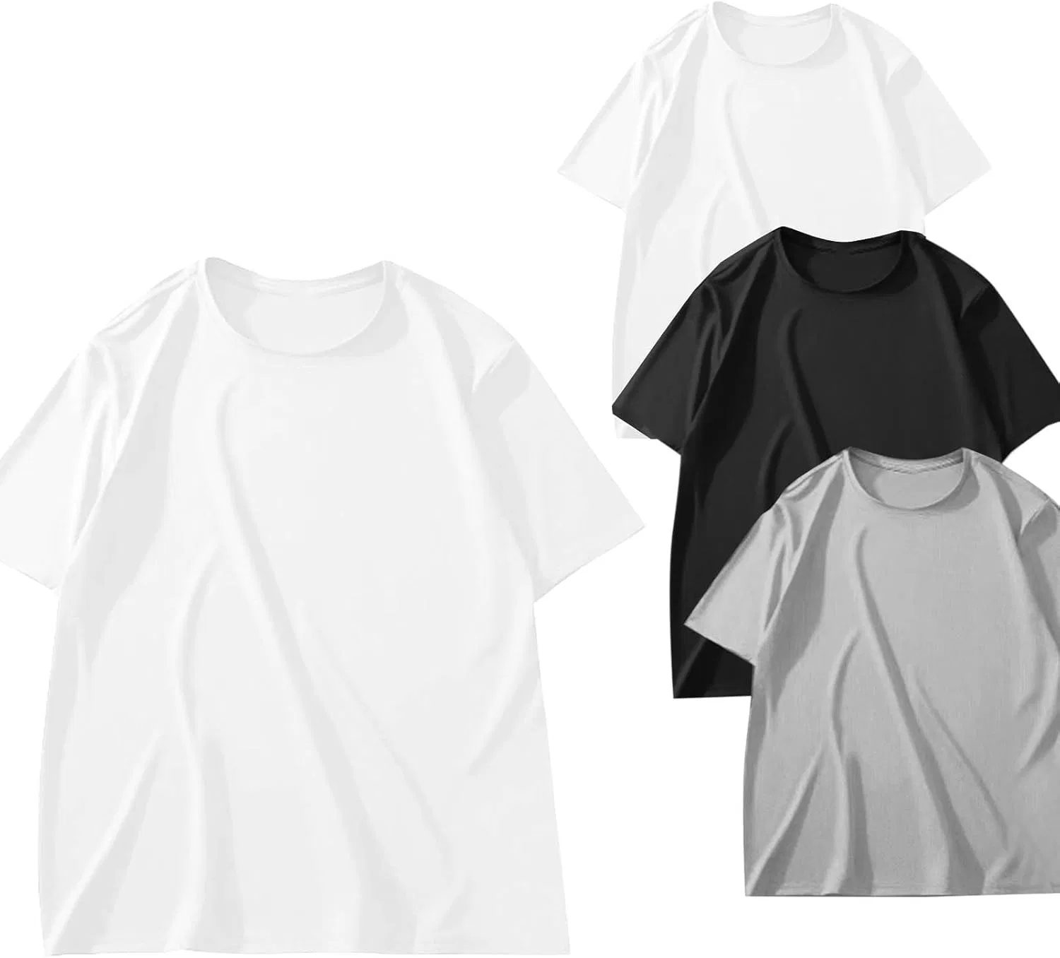 Мужская футболка свободного кроя с круглым вырезом, White