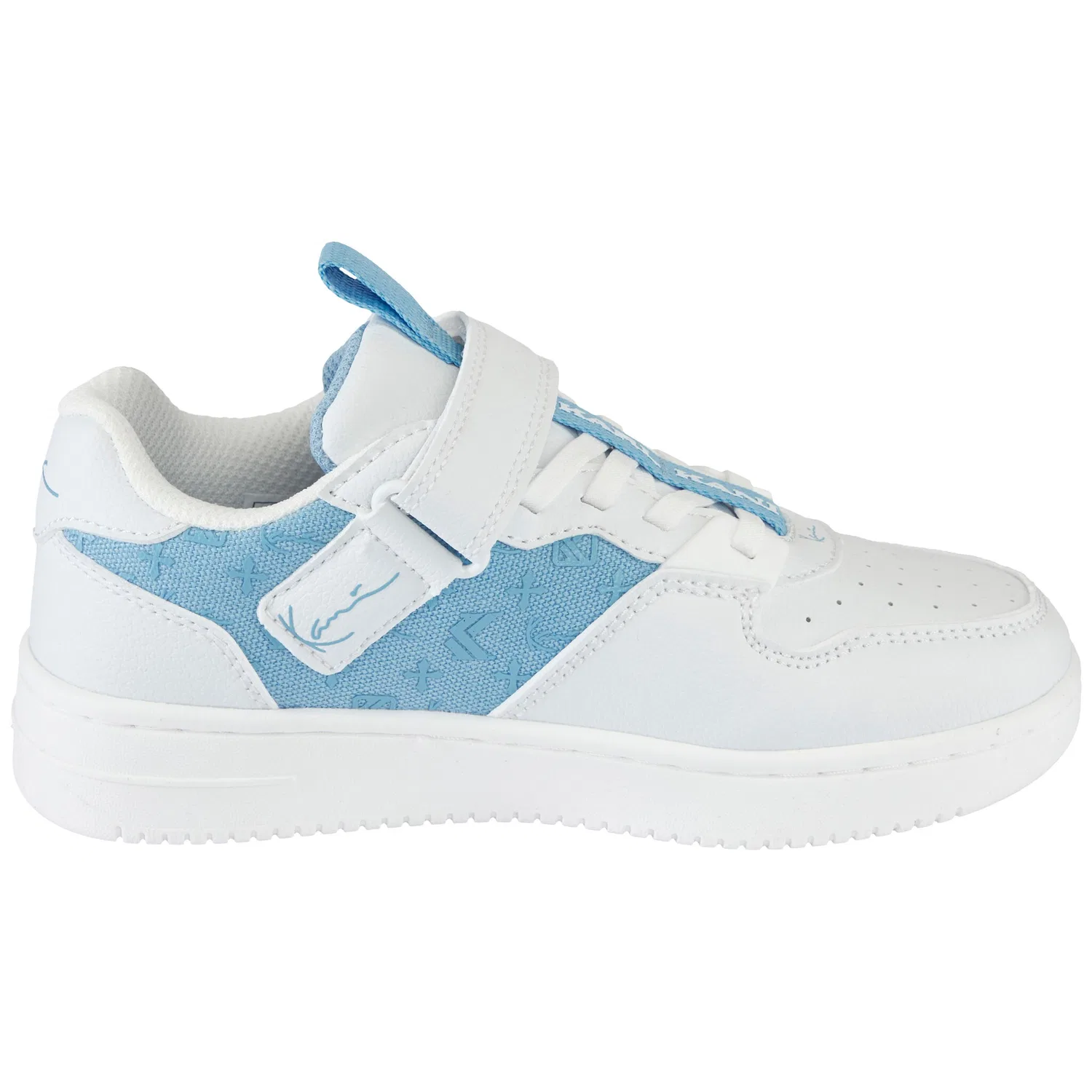 Детские кроссовки с язычком и липучкой Karl Kani, White/Light Blue — фото 3