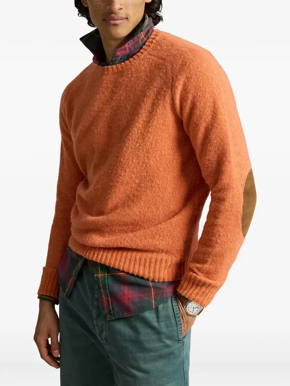 Свитер с рукавами реглан и нашивками на локтях Polo Ralph Lauren, оранжевый — фото 3
