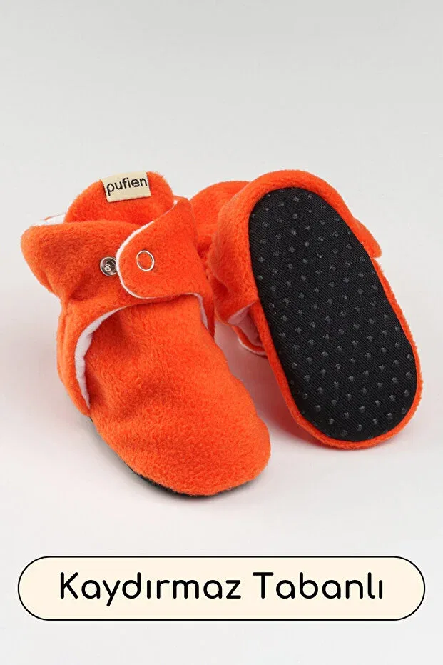 Детские тапочки для новорожденных органические с подкладкой Pufien, Orange — фото 3